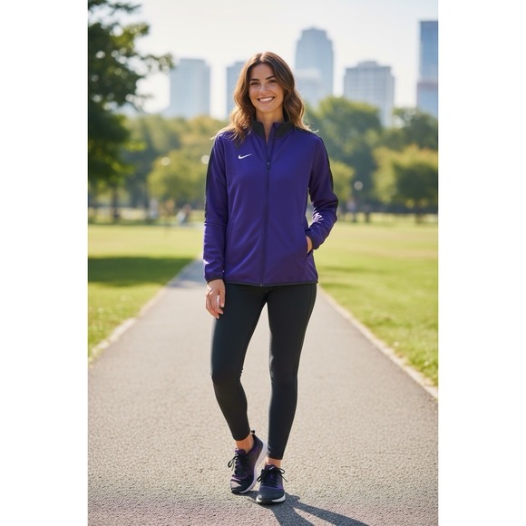 Nike Womens Rivalry Full Zip Dri-Fit Classic Track Jacket Purple Size Large - Picture 1 of 8